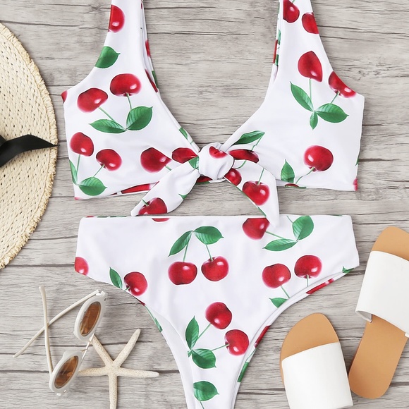 Other - Fruit Print Knot Bikini Set